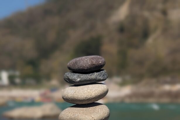 a stack of rocks sitting on top of a beach